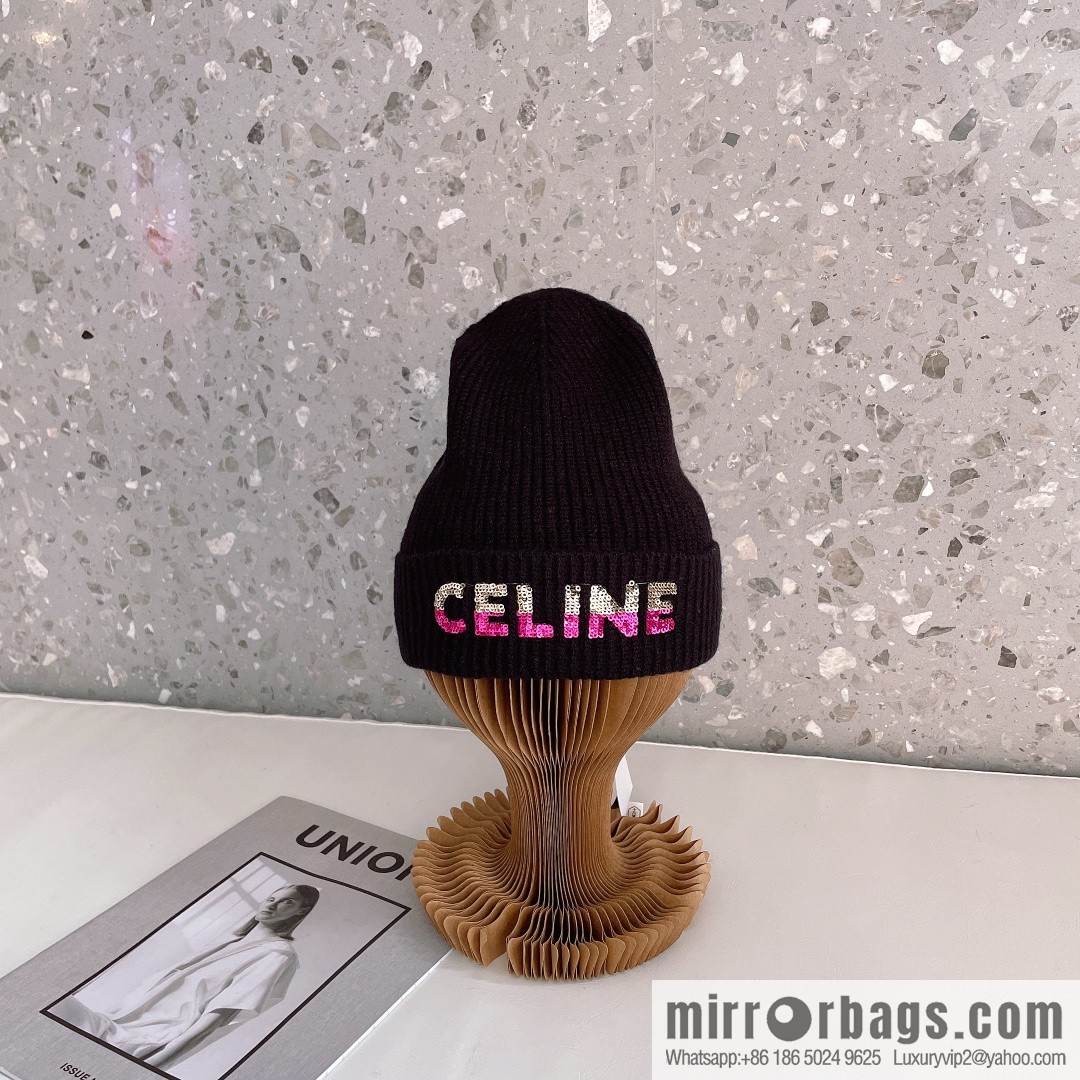 CHANEL CHANEL sequined alphabet knitted wool hat