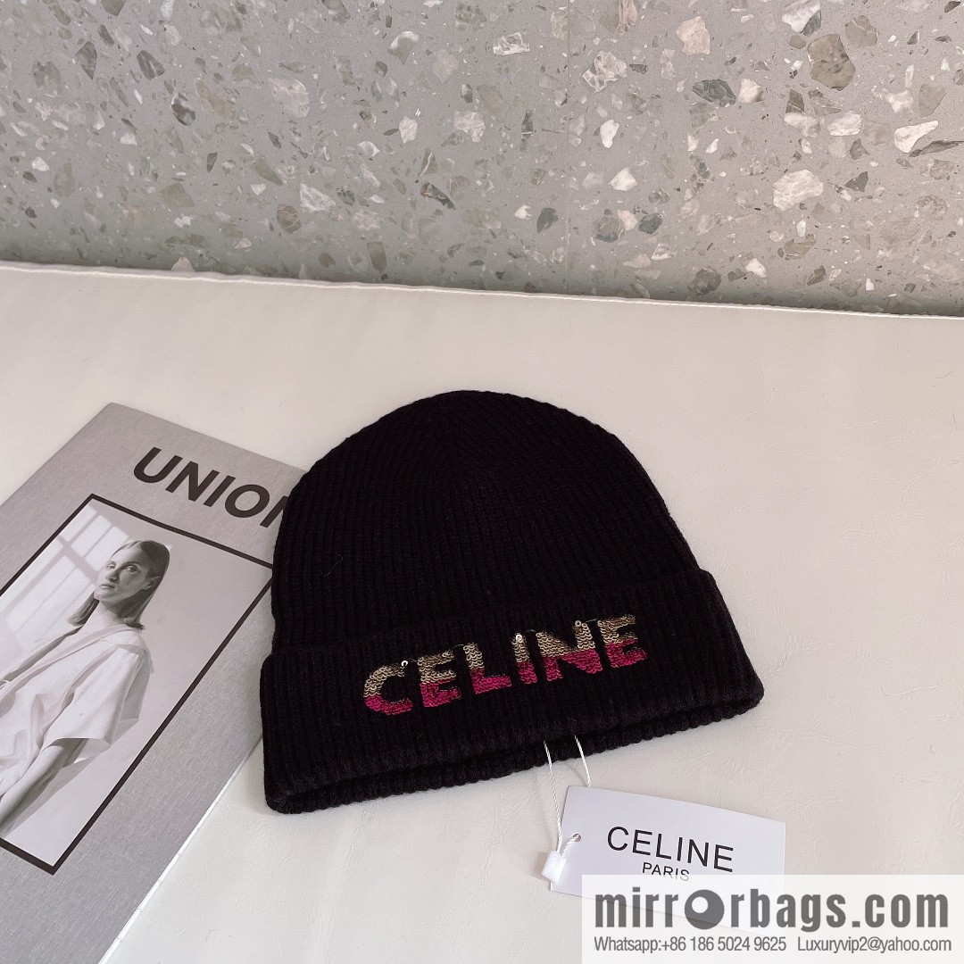 CHANEL CHANEL sequined alphabet knitted wool hat