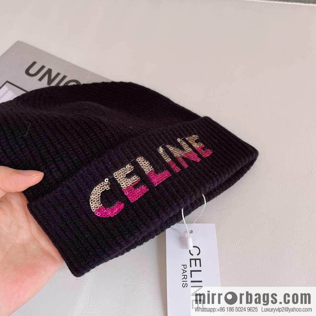 CHANEL CHANEL sequined alphabet knitted wool hat