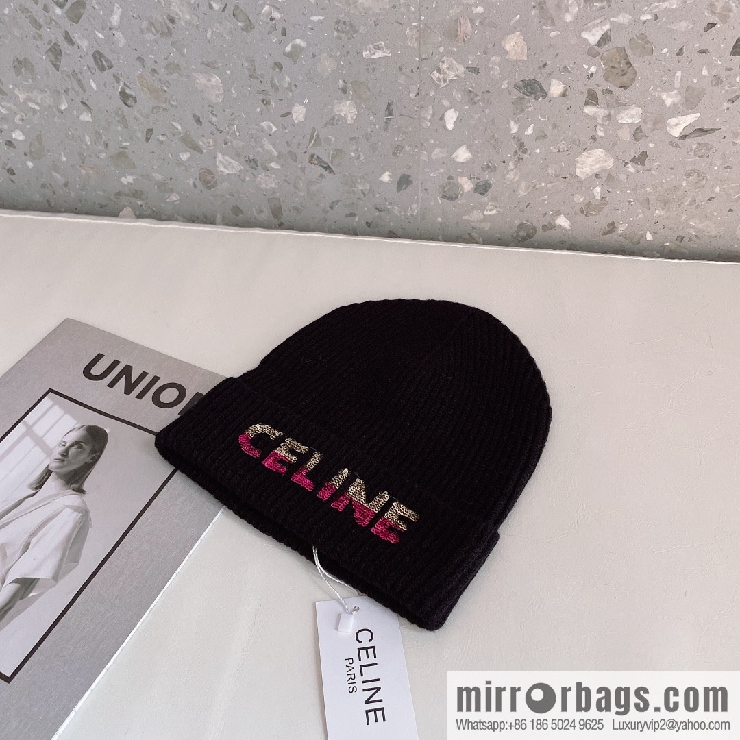 CHANEL CHANEL sequined alphabet knitted wool hat