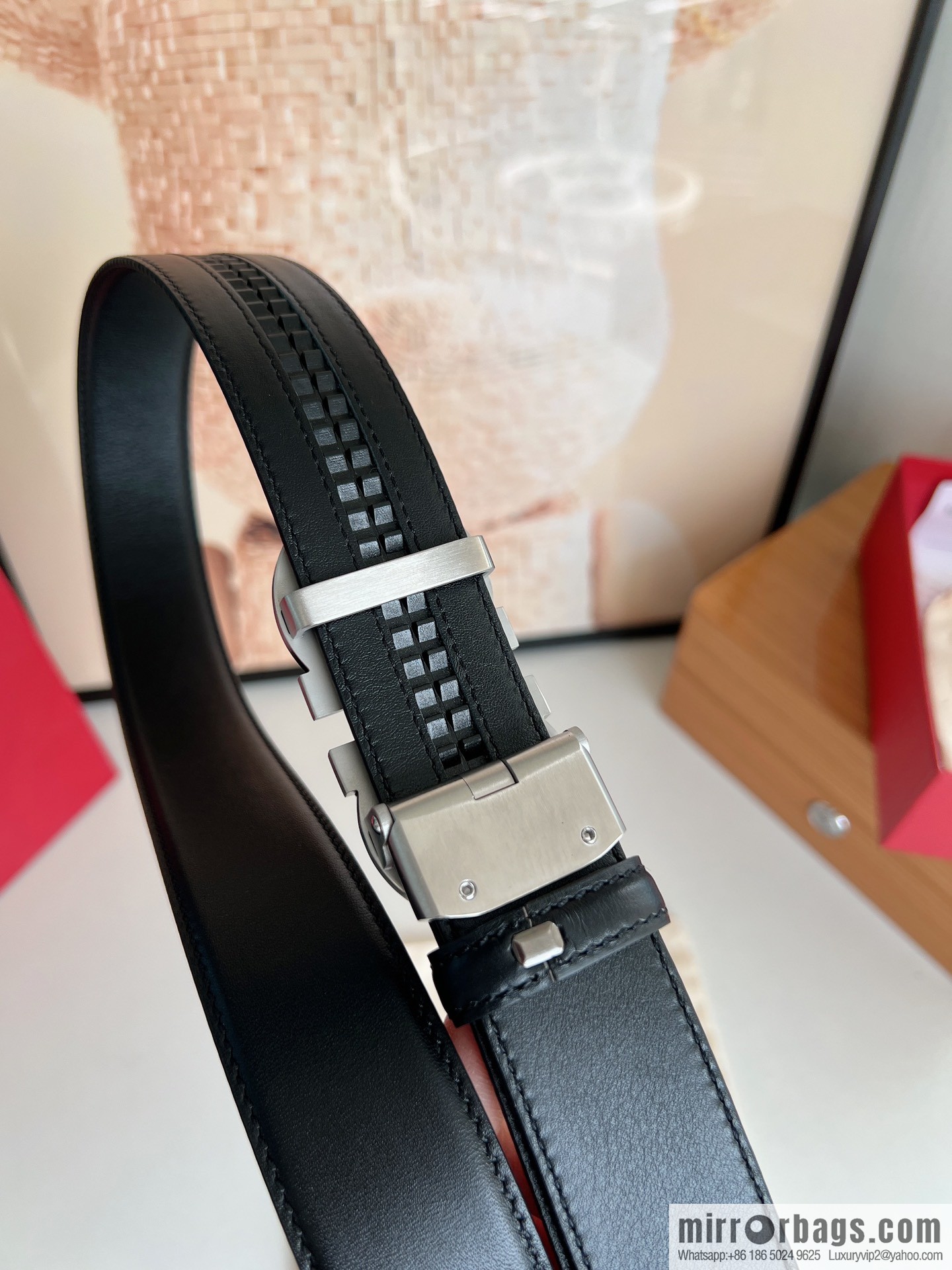 Salvatore Ferragamo Men's 3.5cm Classic Double Circle Automatic Buckle, Imported Double-sided First Cowhide Belt