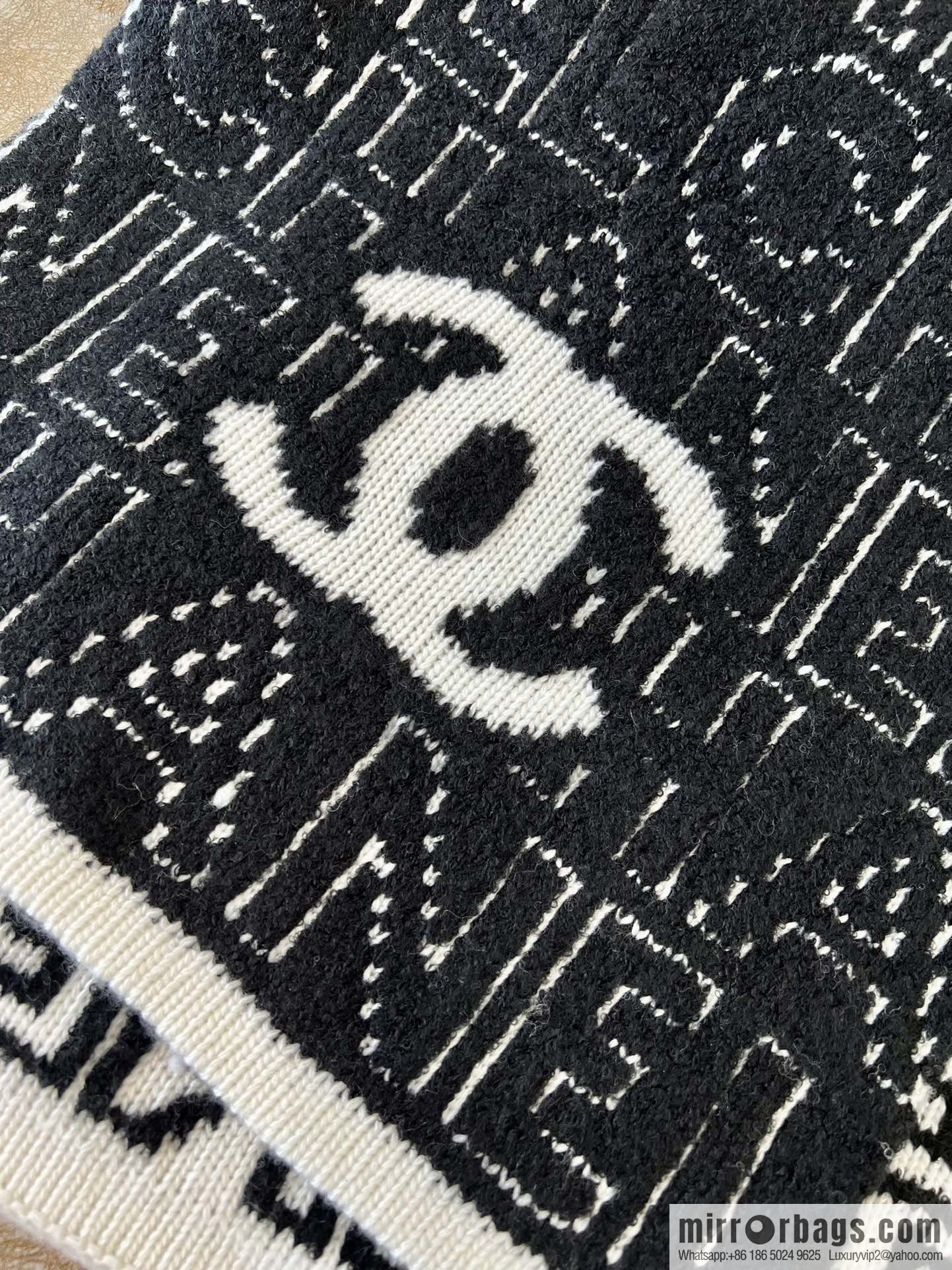 Chanel double-sided letter cashmere scarf