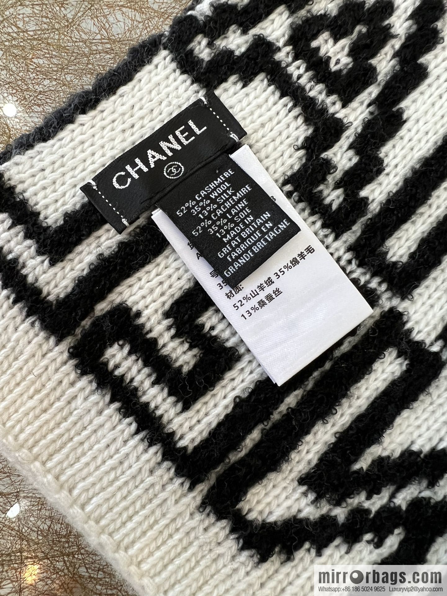 Chanel double-sided letter cashmere scarf