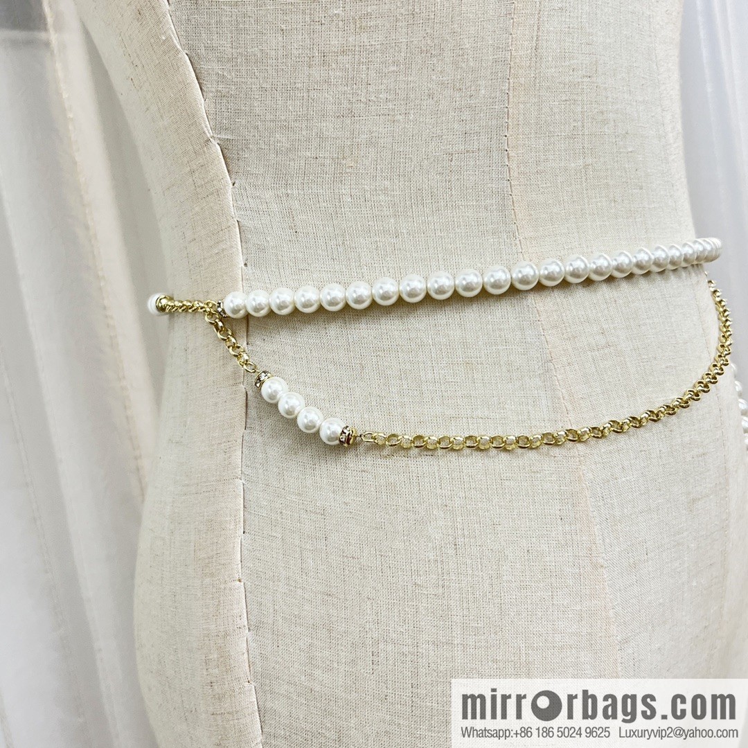 New ☑️ CHANEL CHANEL double c peach heart pearl belt belt chain