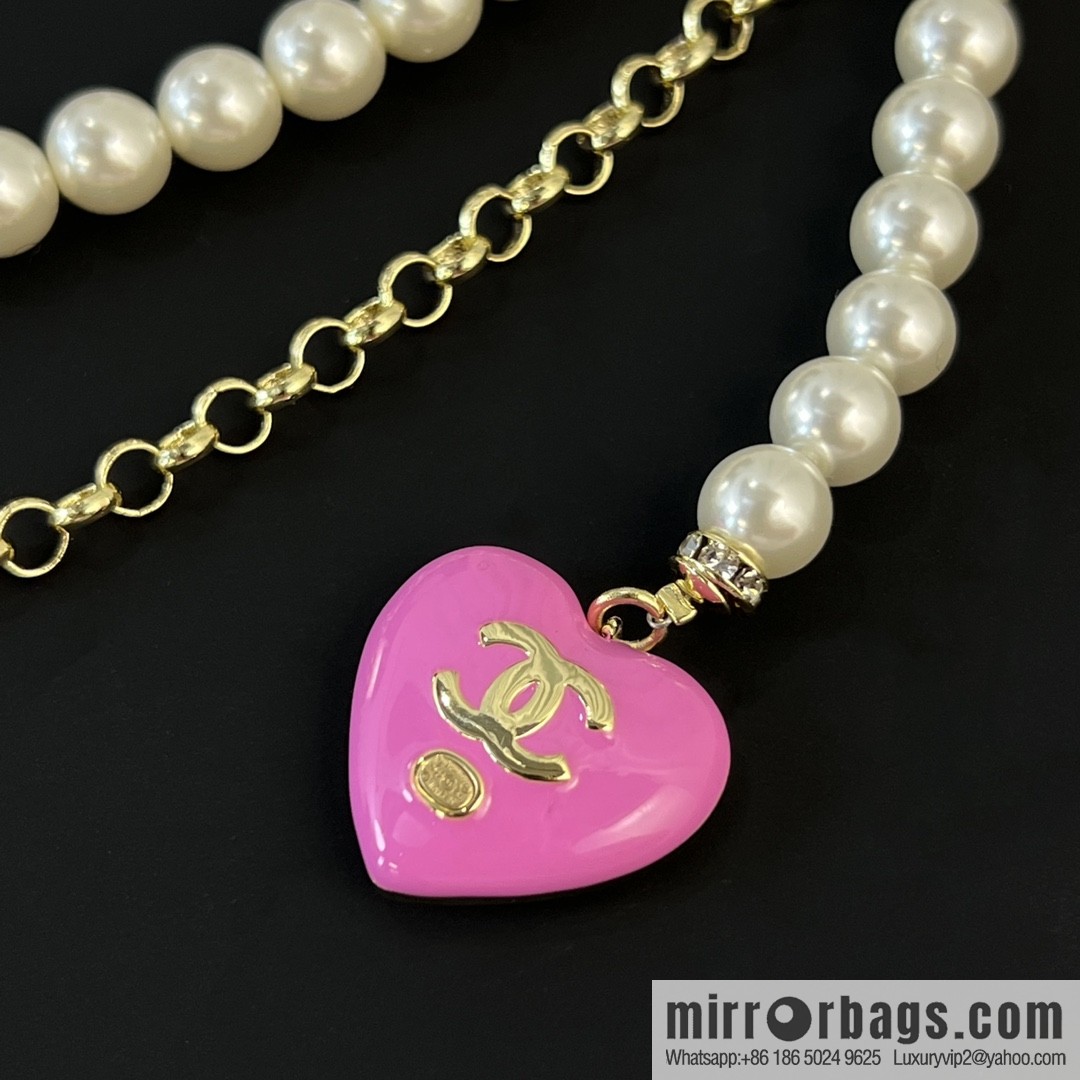 New ☑️ CHANEL CHANEL double c peach heart pearl belt belt chain
