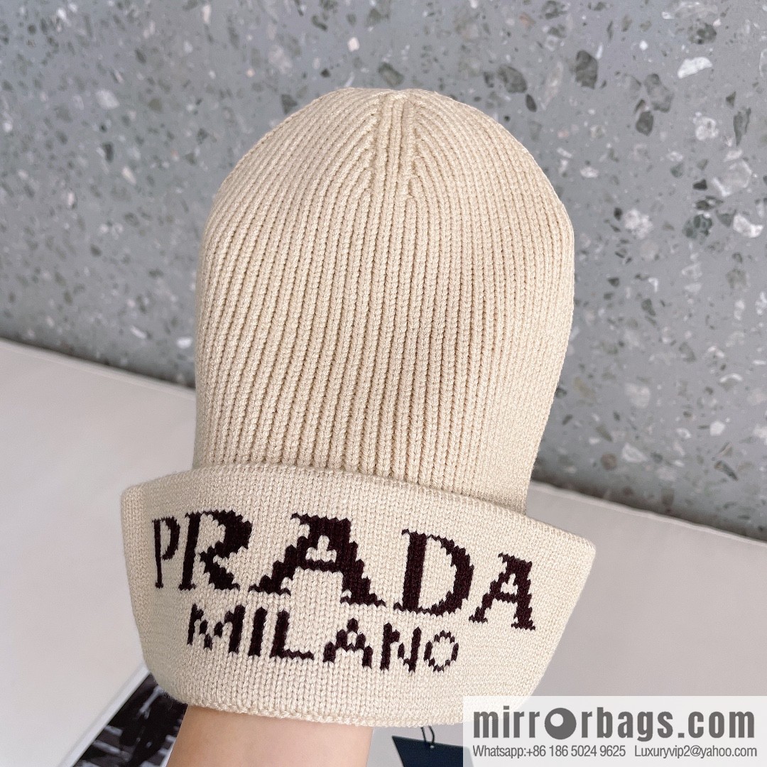 Prada official website latest wool-blend knitted hat