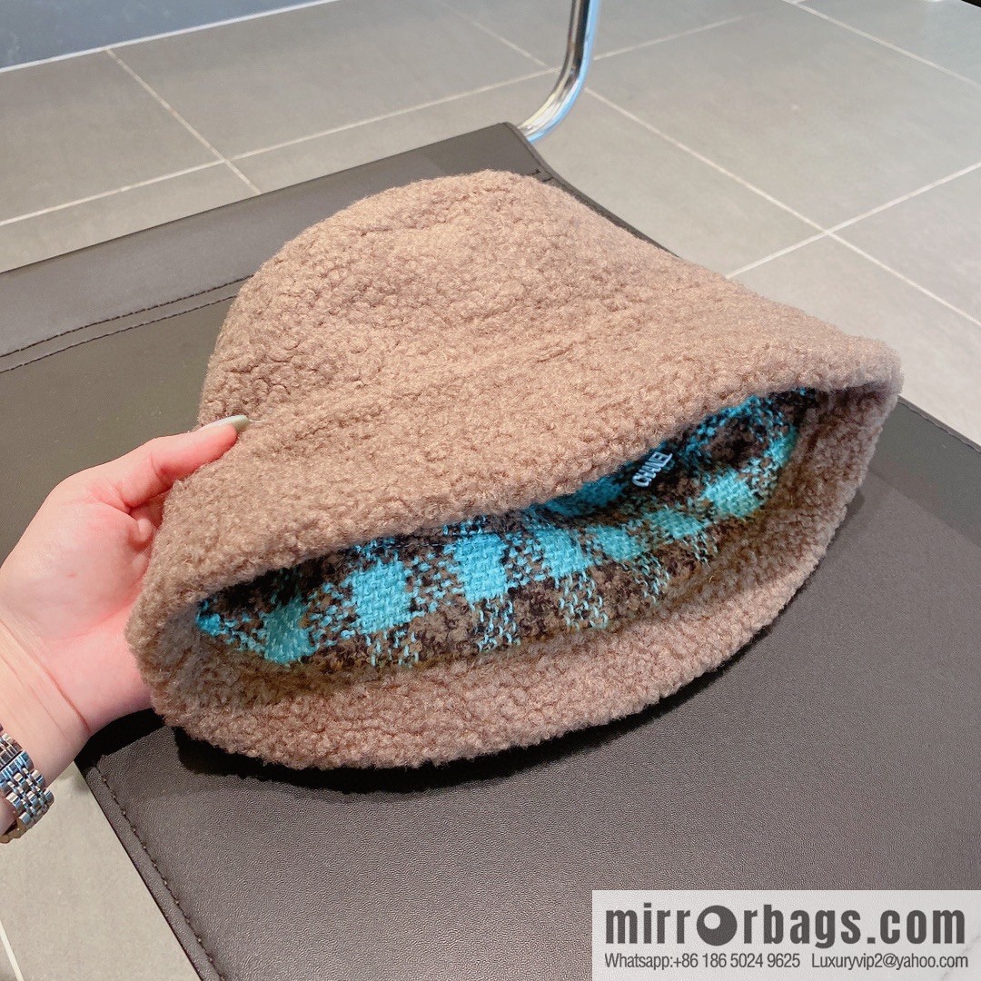 Chanel 2022 autumn and winter new lamb wool bucket hat