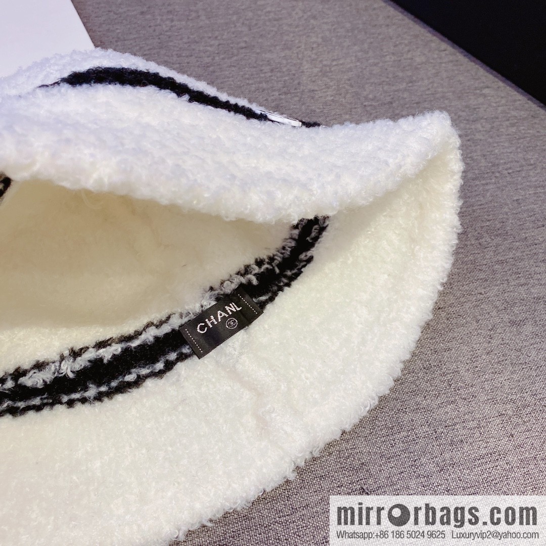 Chanel 2022 autumn and winter new lamb wool bucket hat