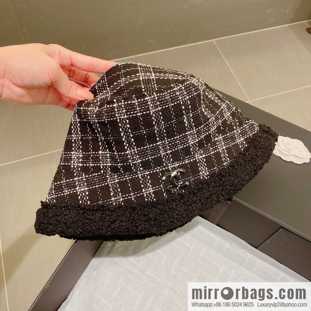 Chanel 2022 autumn and winter new plaid bucket hat