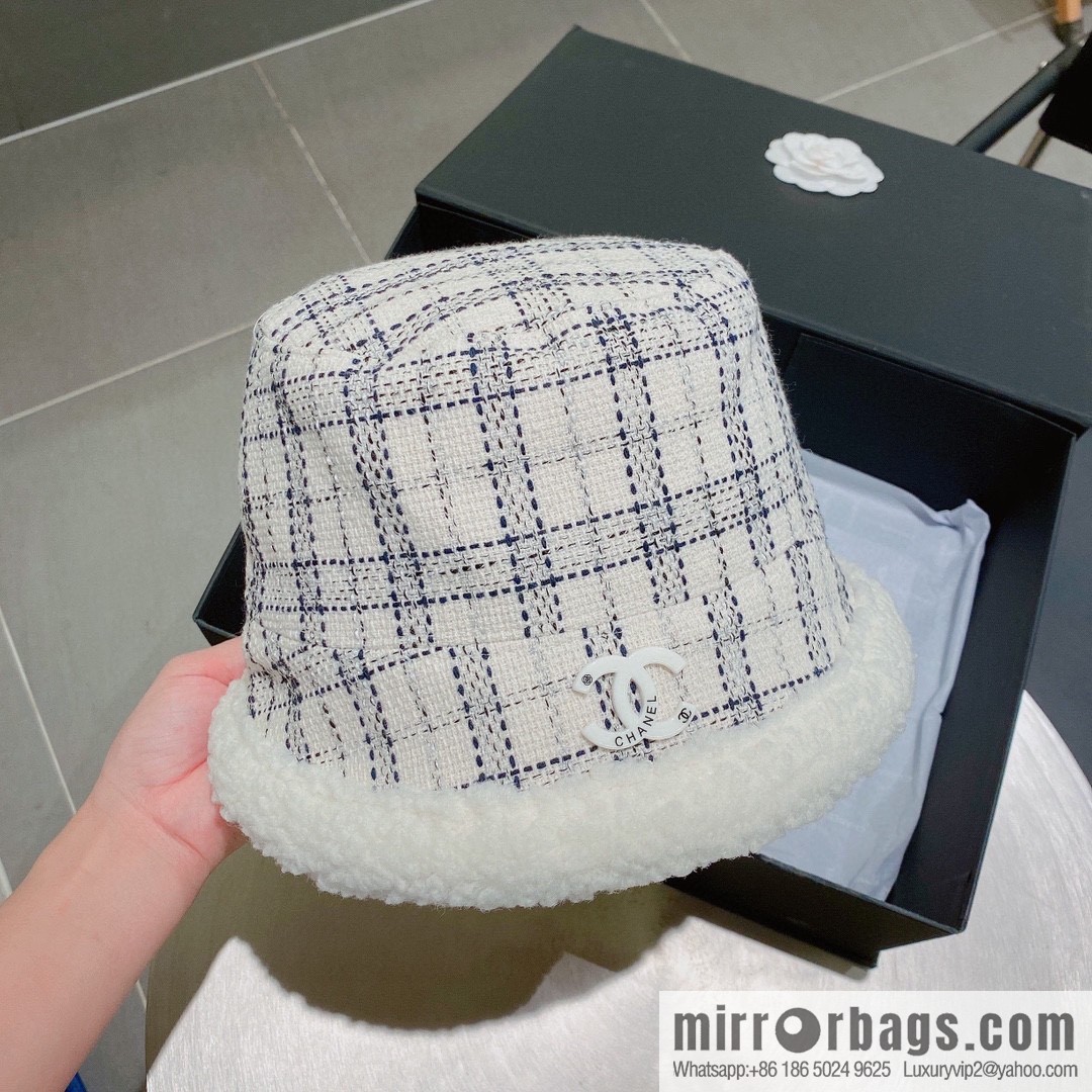 Chanel 2022 autumn and winter new plaid bucket hat
