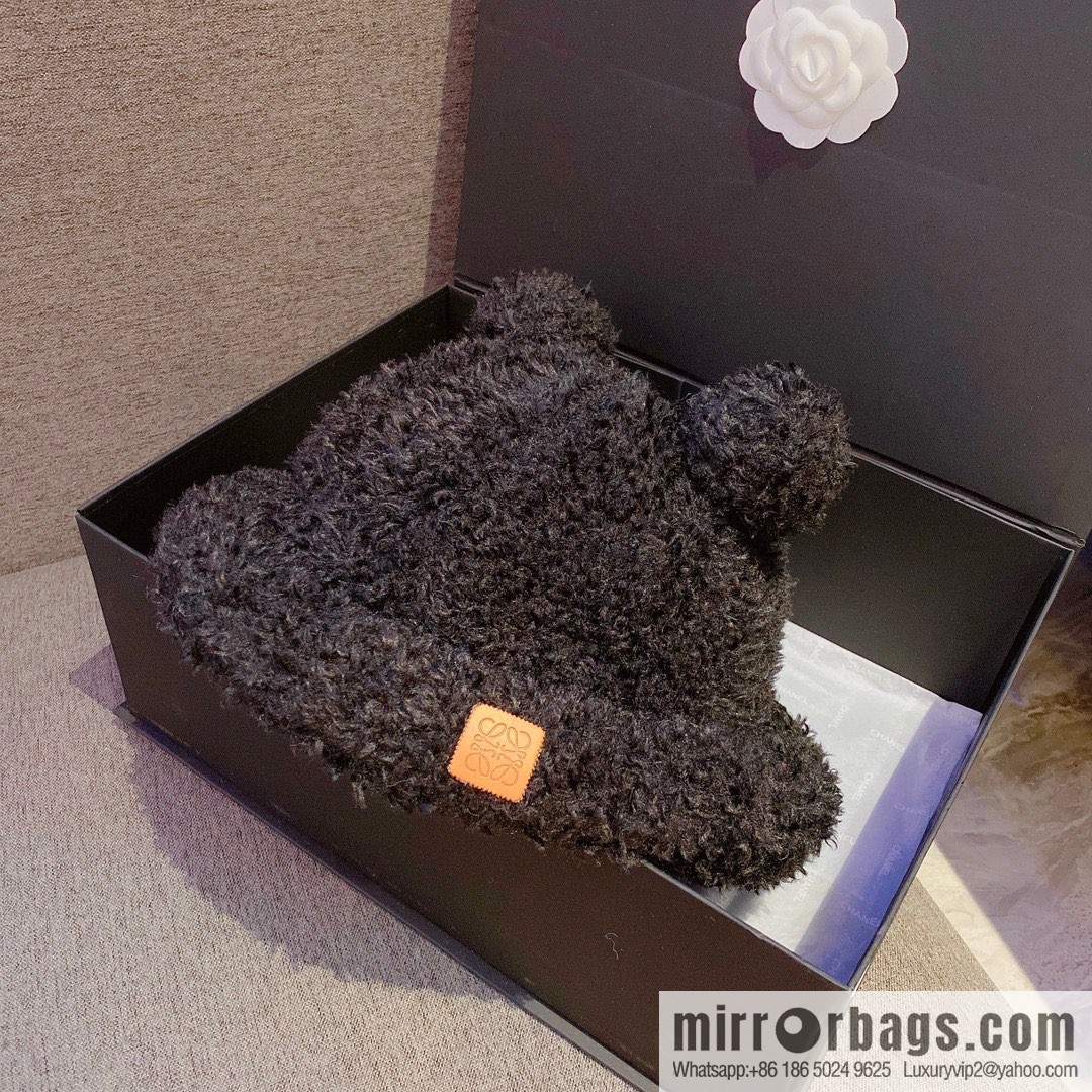 LOEWE 2022 autumn and winter new lamb wool bucket hat