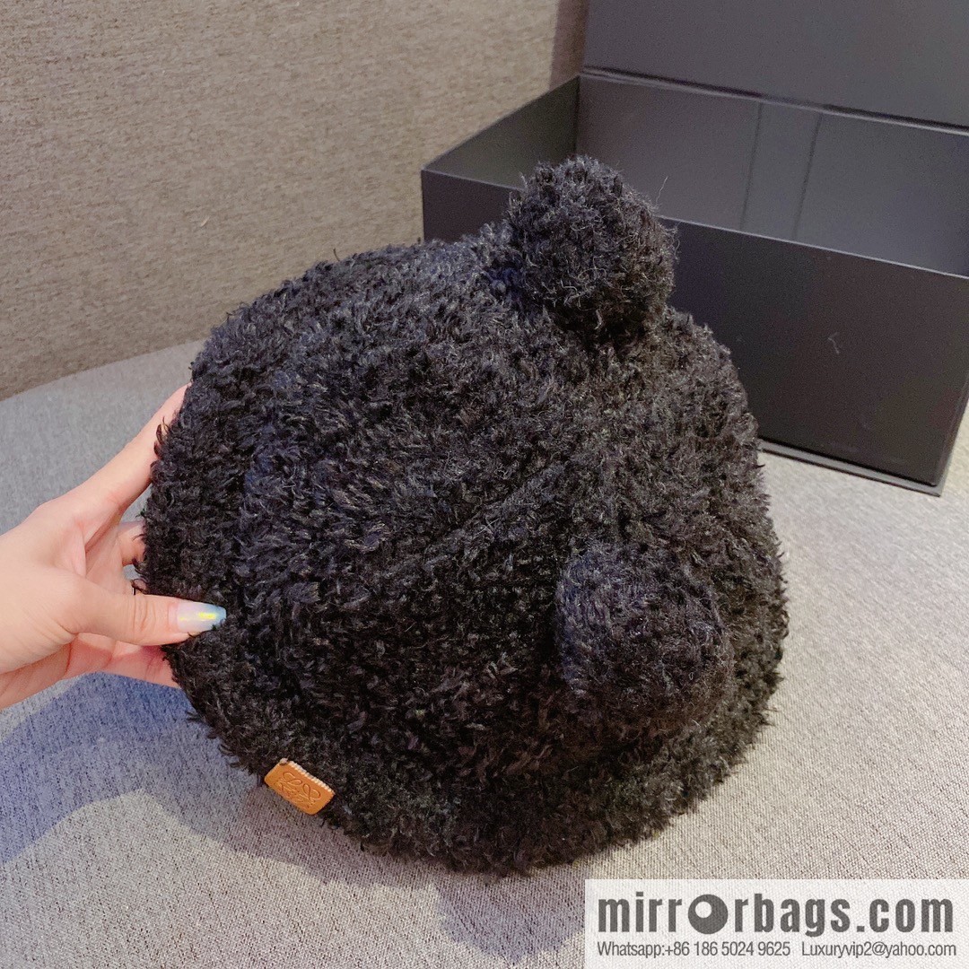 LOEWE 2022 autumn and winter new lamb wool bucket hat