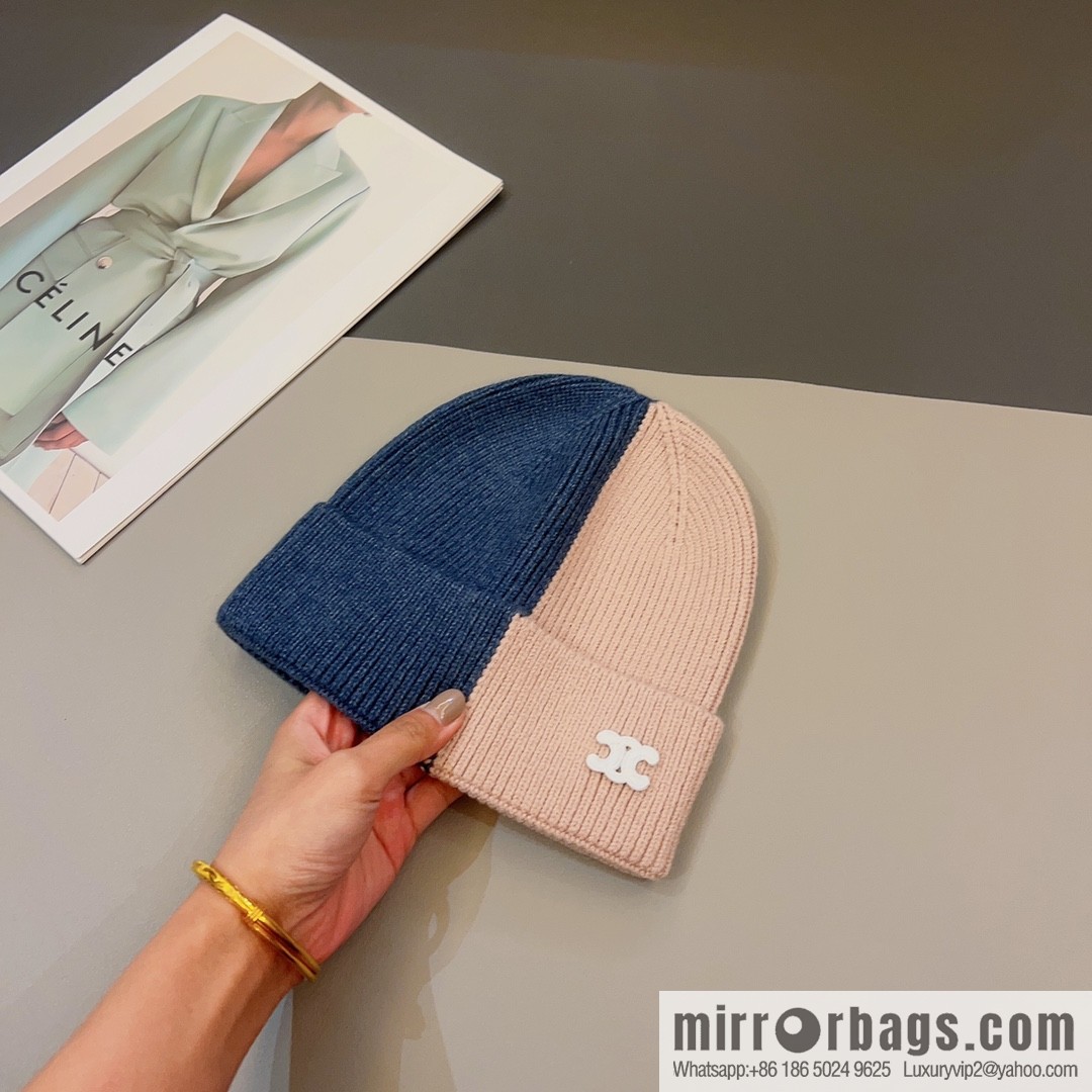 CELINE Arc de Triomphe logo knitted wool hat