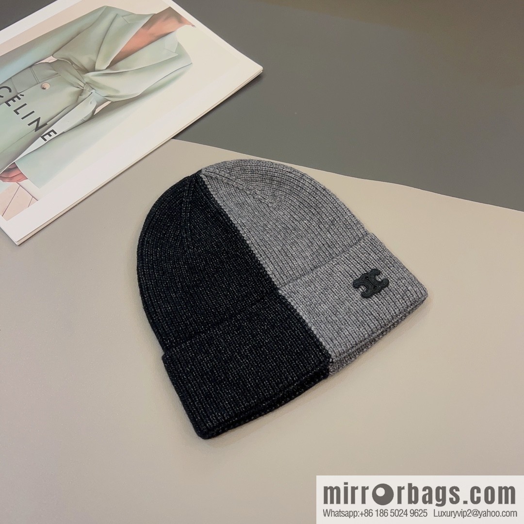 CELINE Arc de Triomphe logo knitted wool hat