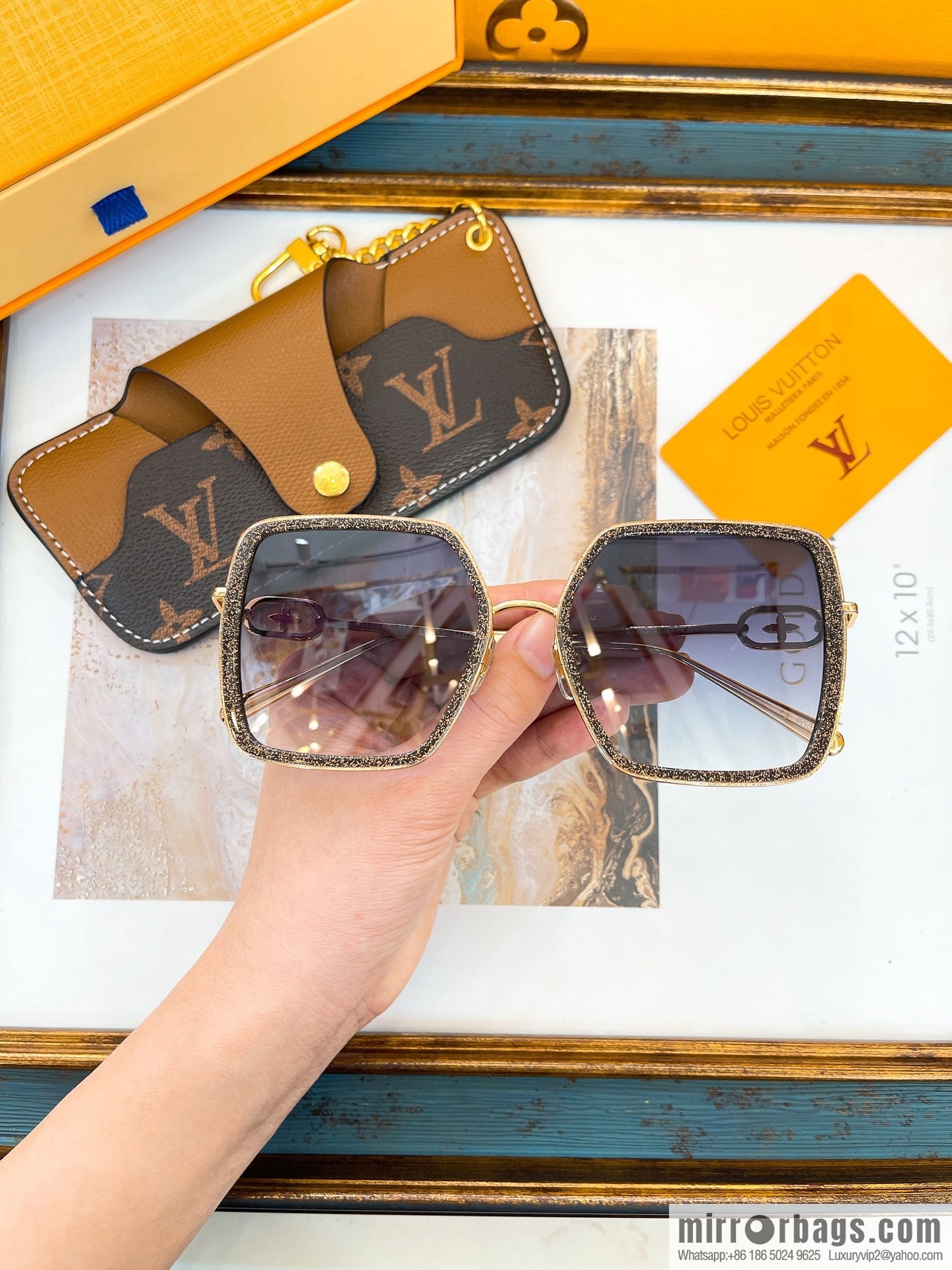 LV Louis Vuitton Square Unisex Sunglasses