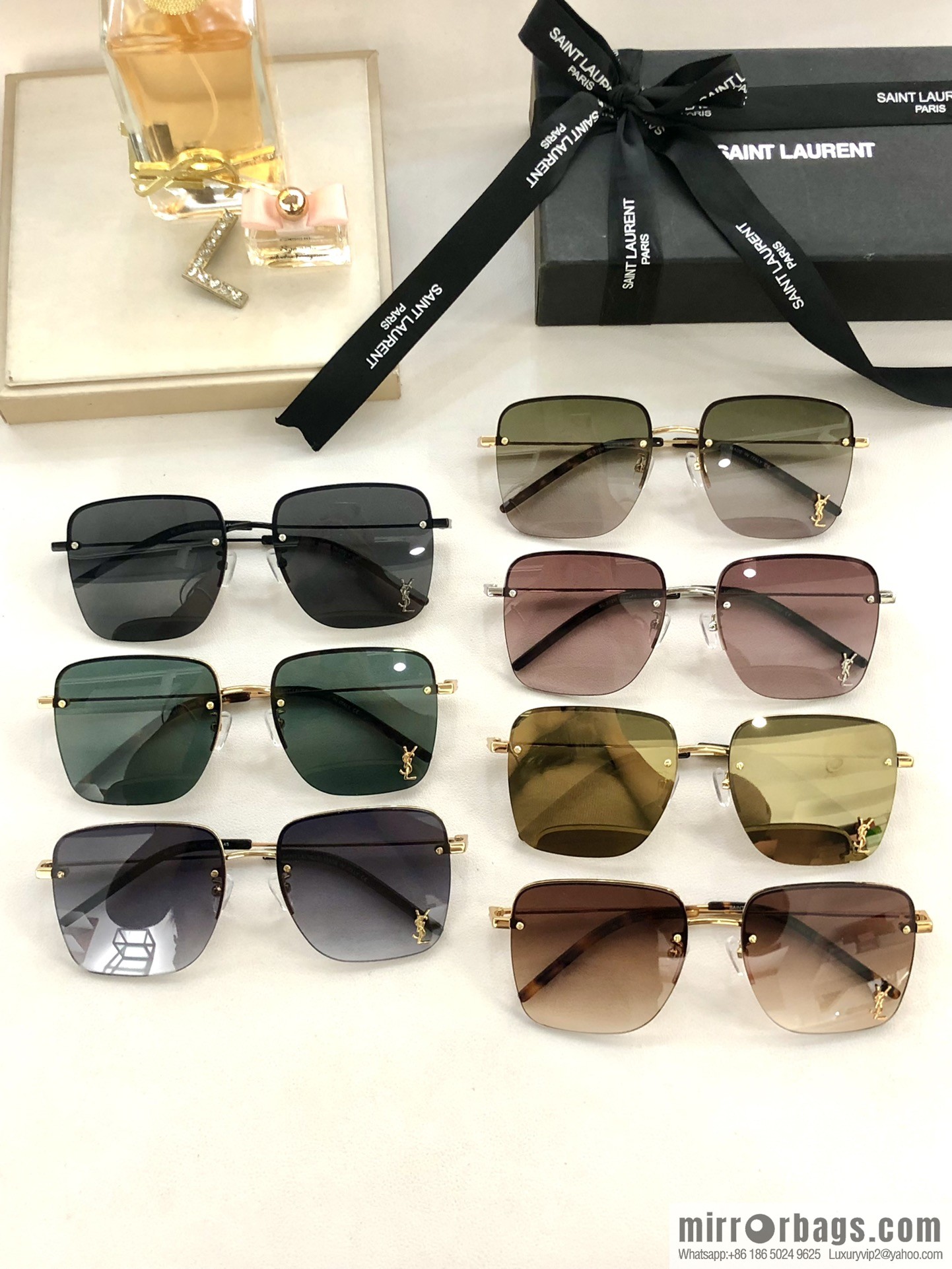 SAINT LAURENT Saint Laurent half-frame unisex sunglasses