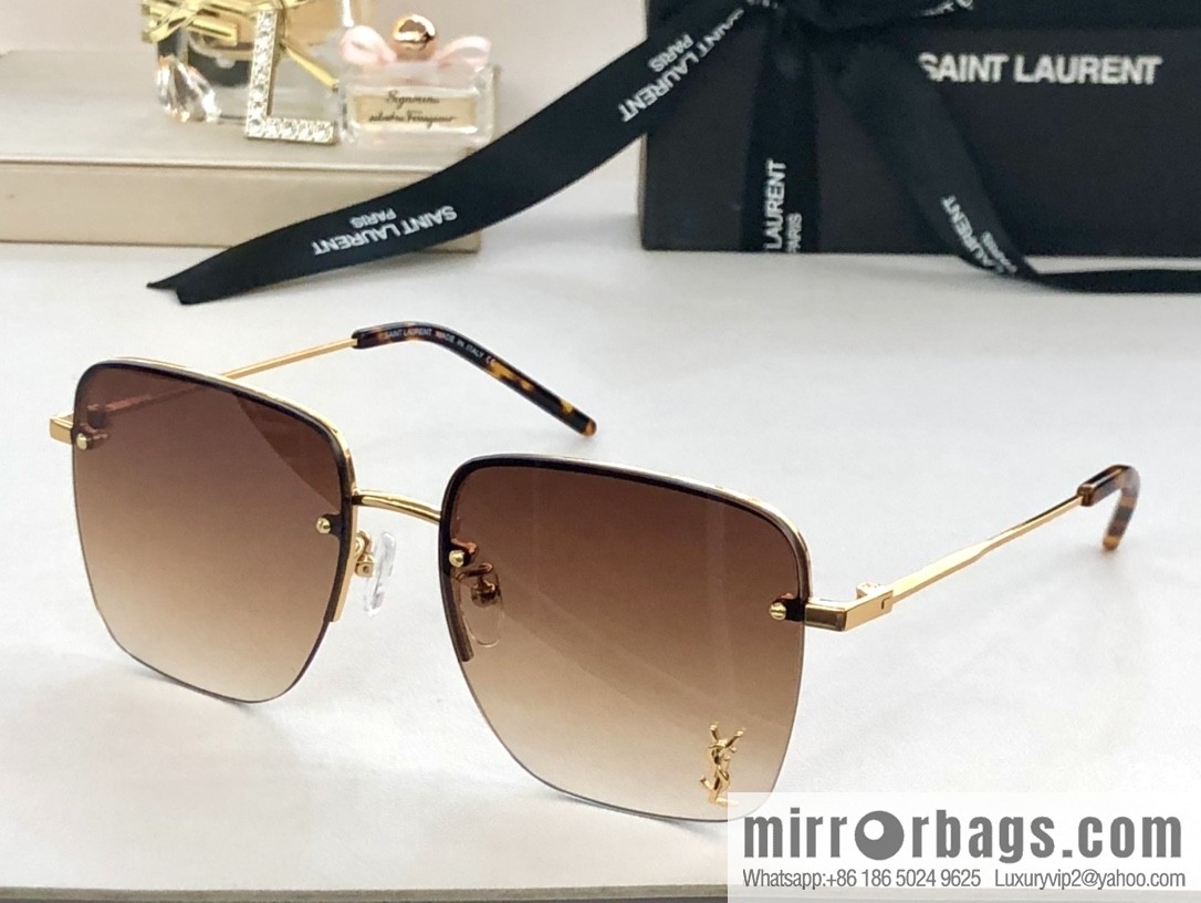 SAINT LAURENT Saint Laurent half-frame unisex sunglasses