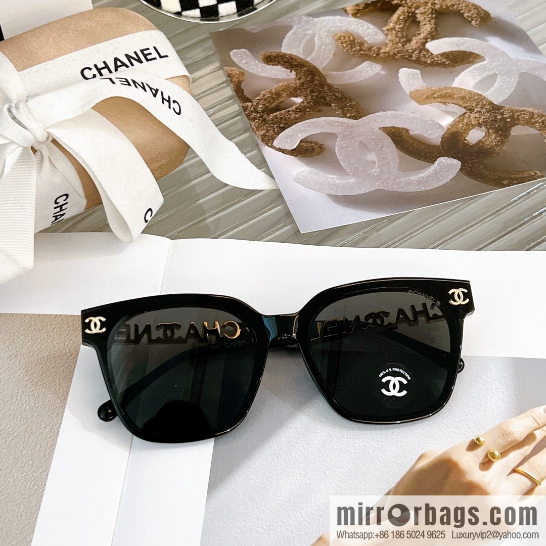 Chanel square versatile double c embellished women's sunglasses