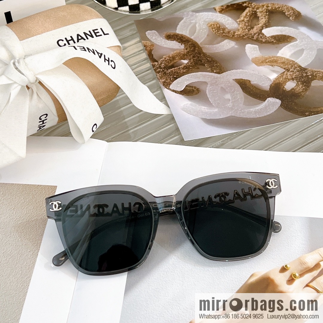 Chanel square versatile double c embellished women's sunglasses