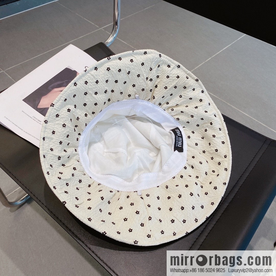 Miumiu small flower lotus leaf edge bucket hat