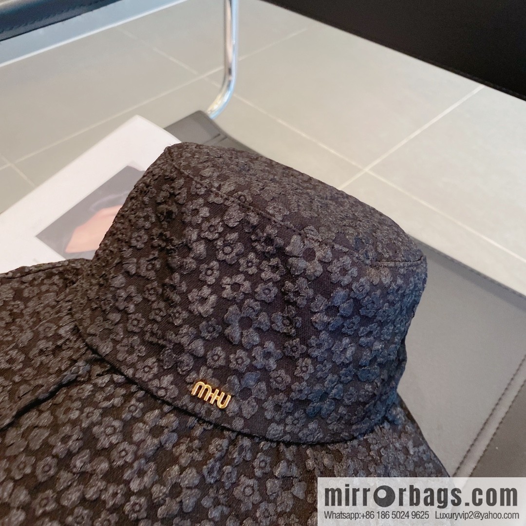 Miumiu small flower lotus leaf edge bucket hat