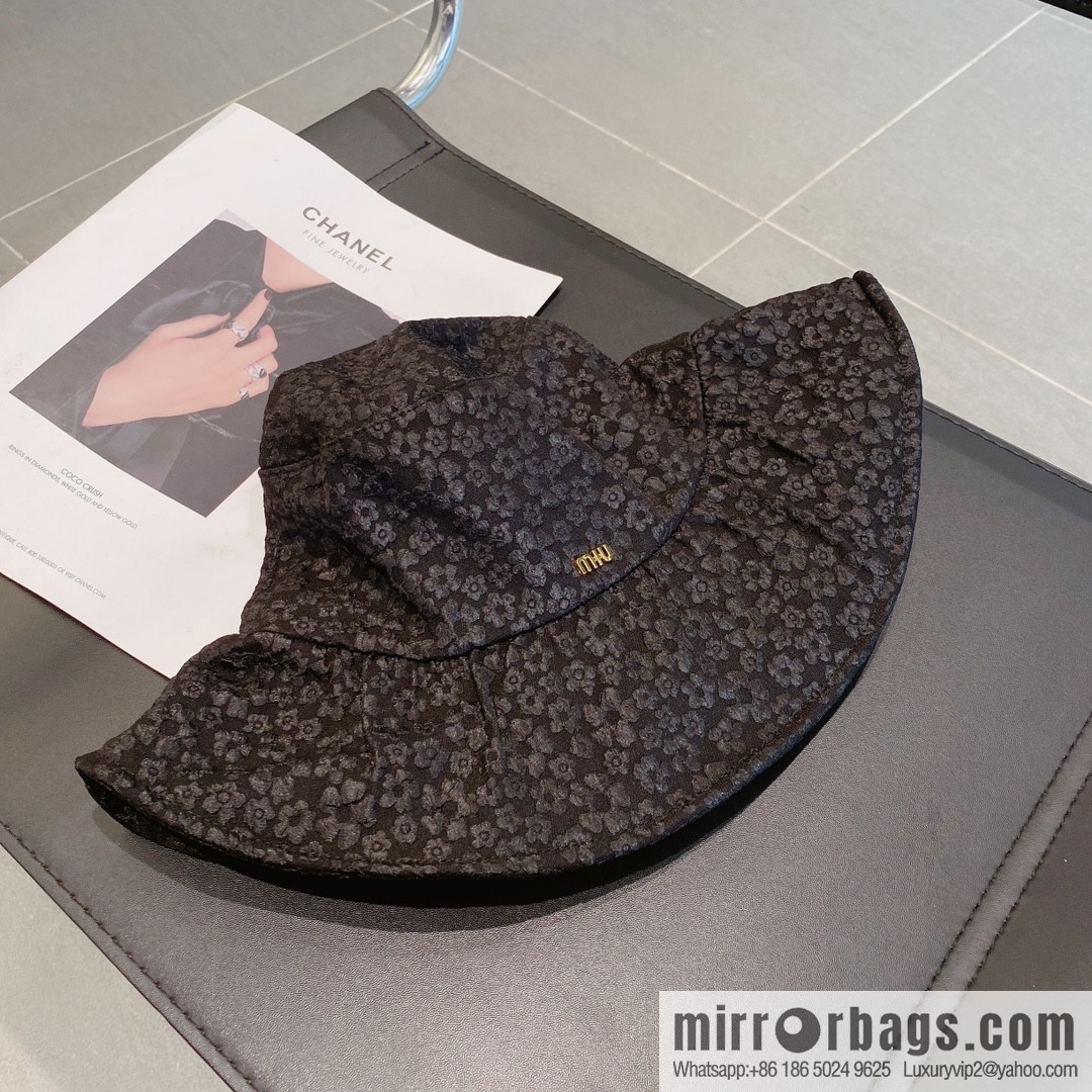 Miumiu small flower lotus leaf edge bucket hat