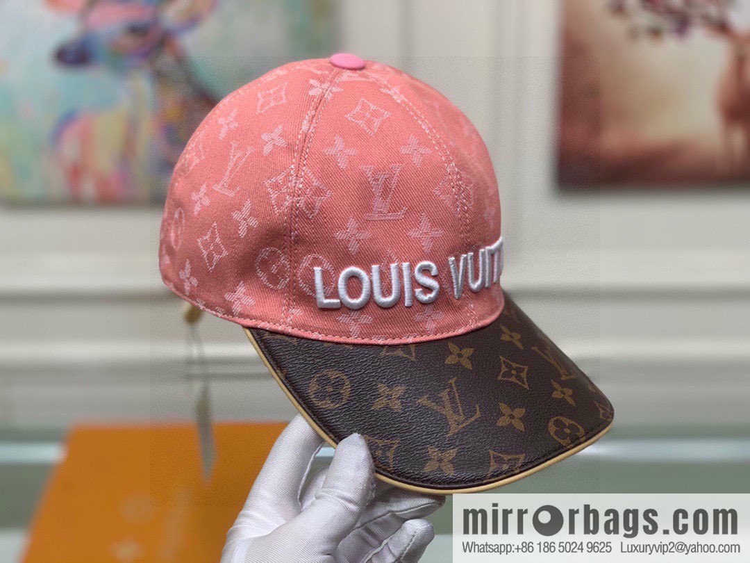 LV Louis Vuitton original denim fabric old flower splicing baseball cap