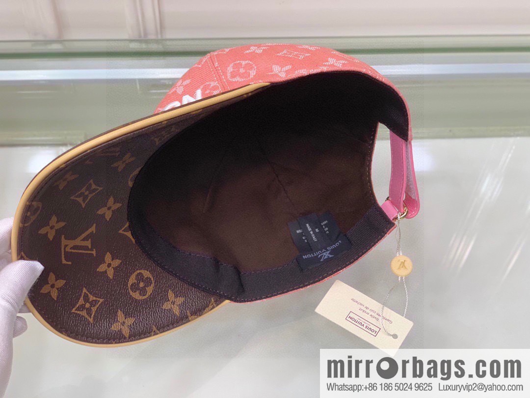 LV Louis Vuitton original denim fabric old flower splicing baseball cap
