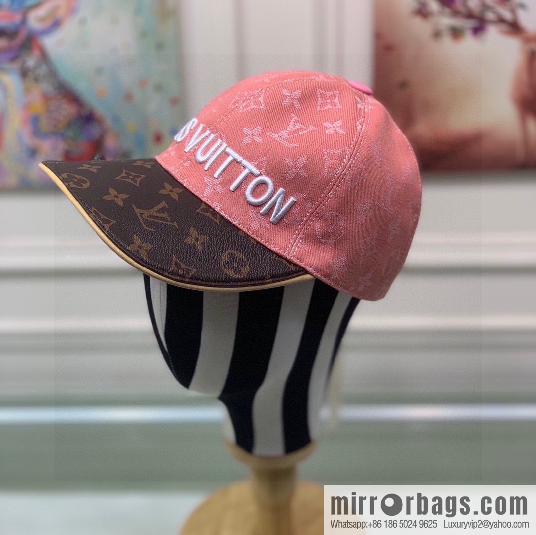 LV Louis Vuitton original denim fabric old flower splicing baseball cap