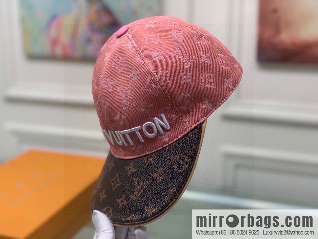 LV Louis Vuitton original denim fabric old flower splicing baseball cap