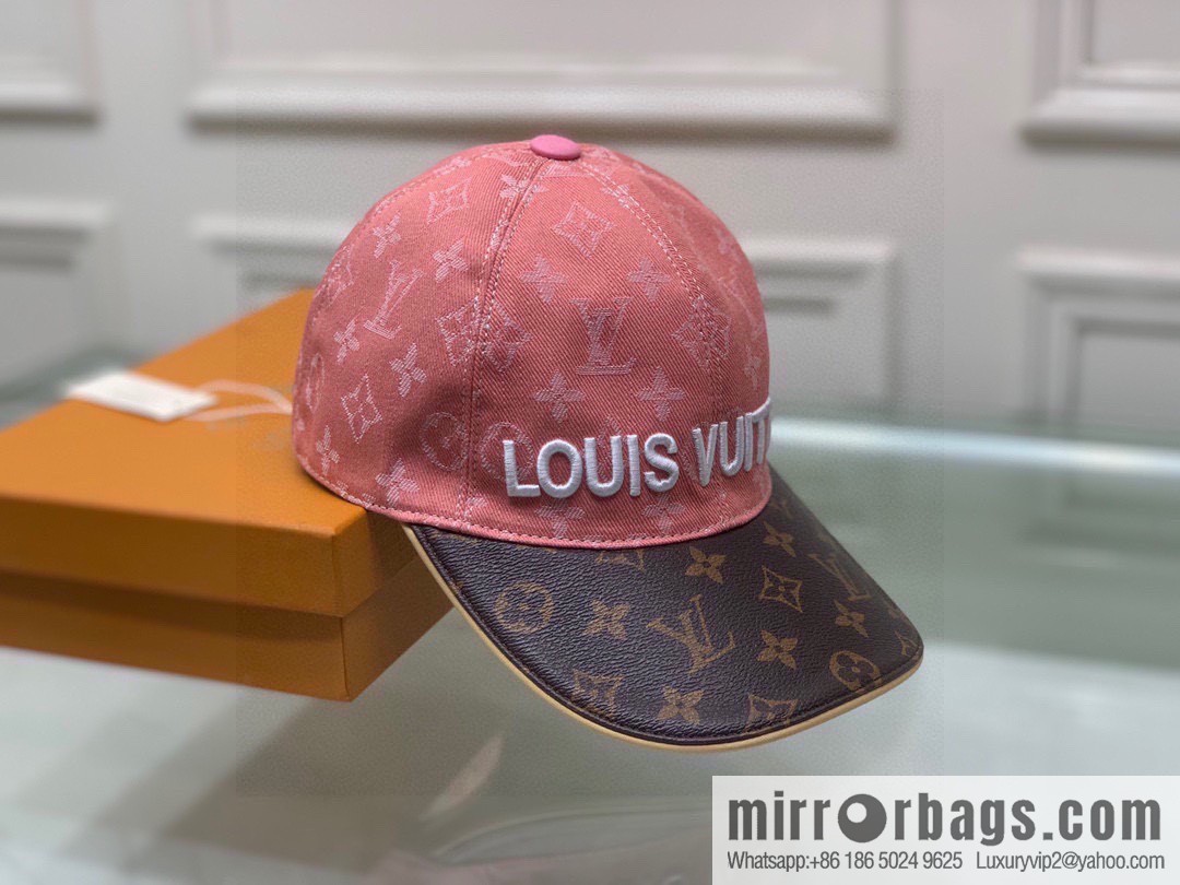 LV Louis Vuitton original denim fabric old flower splicing baseball cap
