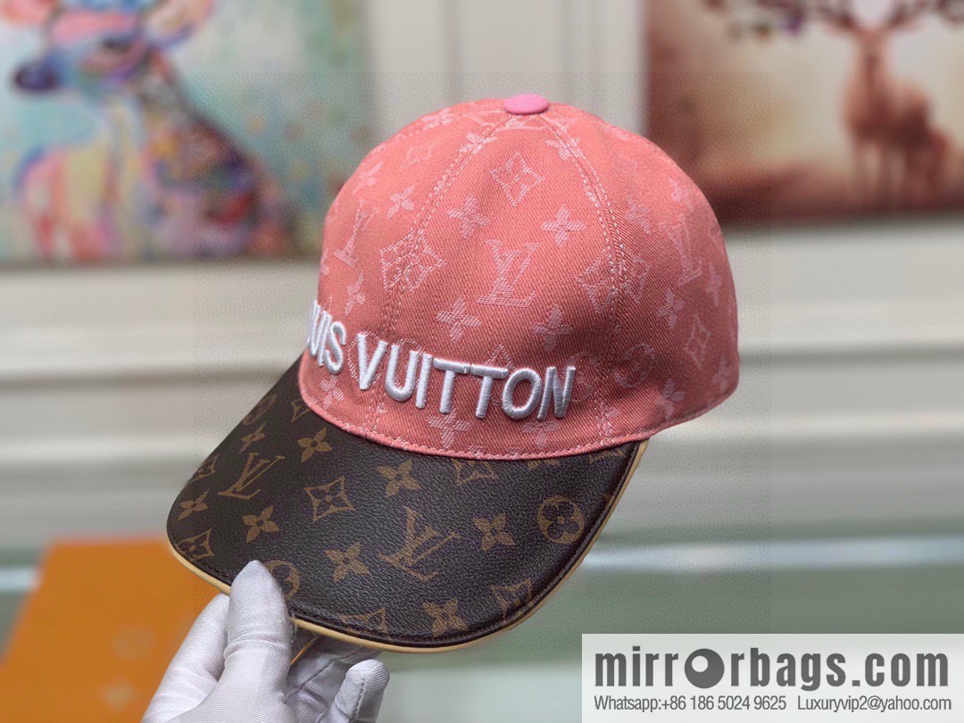 LV Louis Vuitton original denim fabric old flower splicing baseball cap