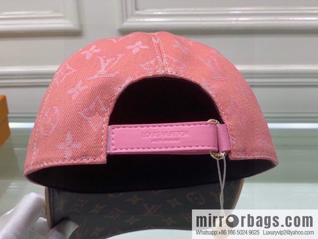 LV Louis Vuitton original denim fabric old flower splicing baseball cap