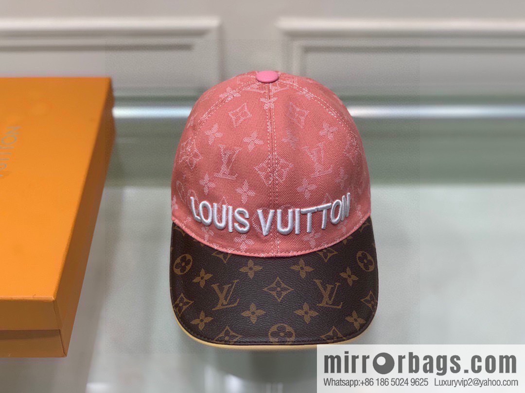 LV Louis Vuitton original denim fabric old flower splicing baseball cap