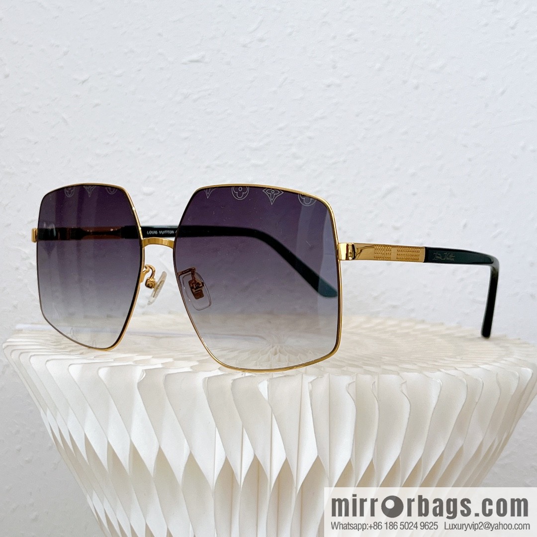 LV Louis Vuitton Metal Large Frame Unisex Sunglasses
