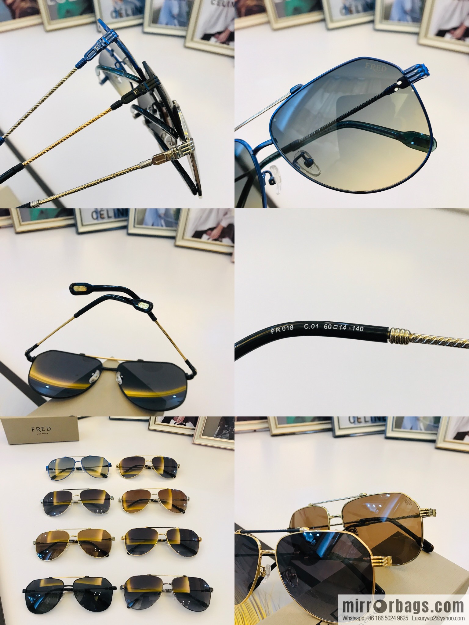 FRED flanged elliptical frame unisex sunglasses