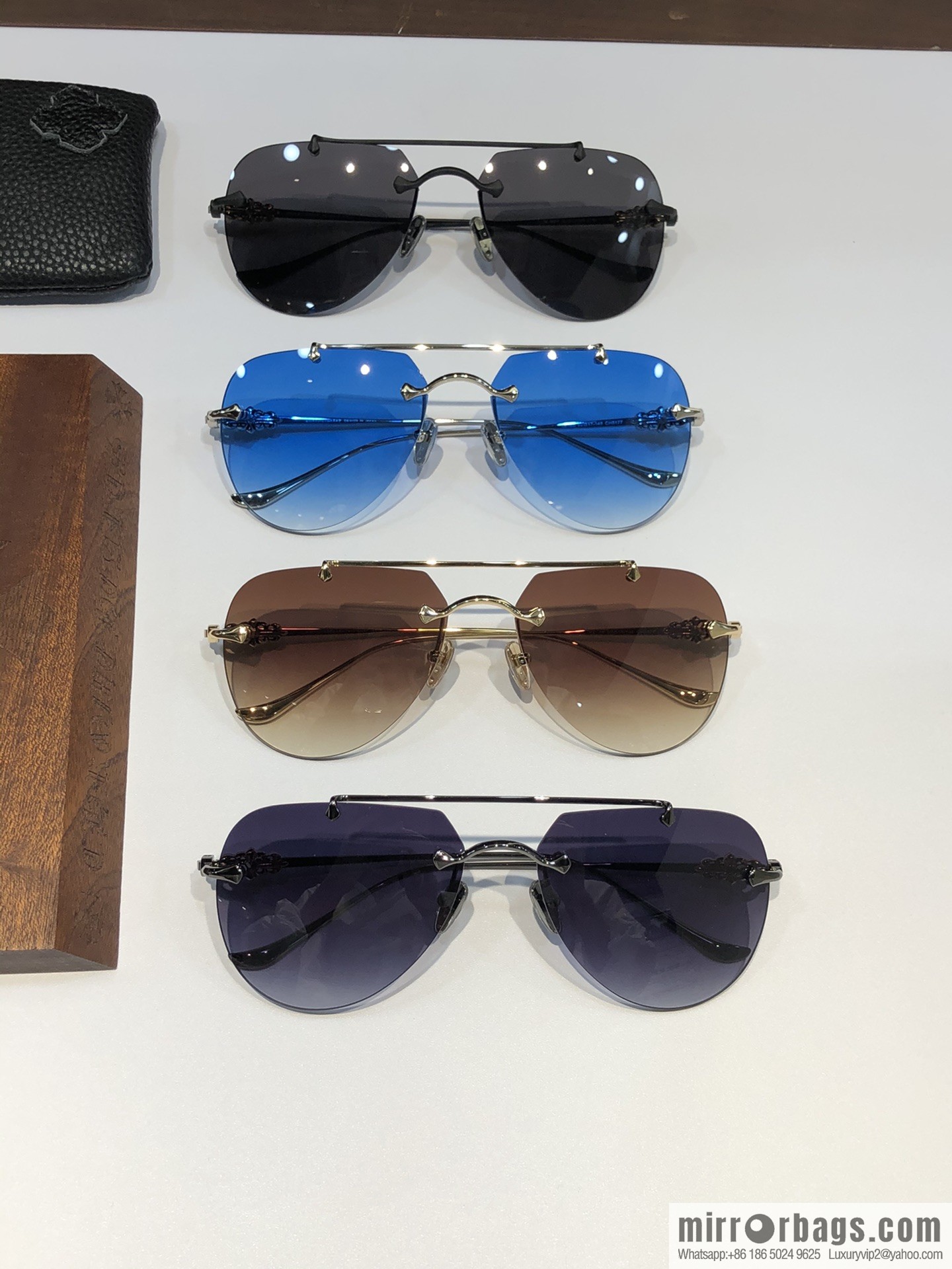 CHROME HEART Classic Double Beam Frameless Sunglasses
