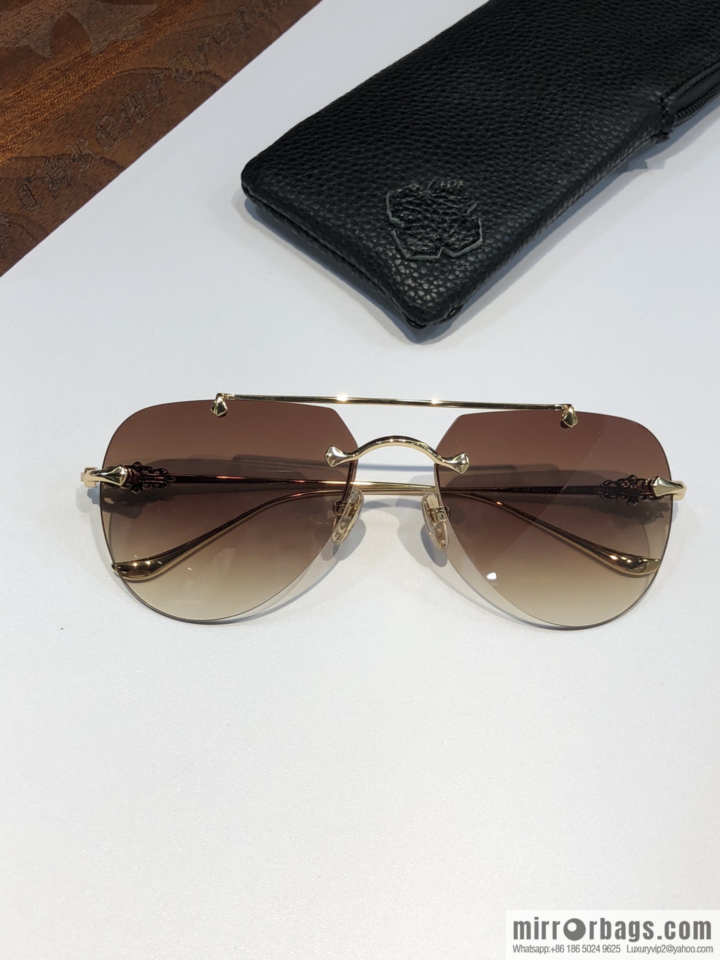 CHROME HEART Classic Double Beam Frameless Sunglasses