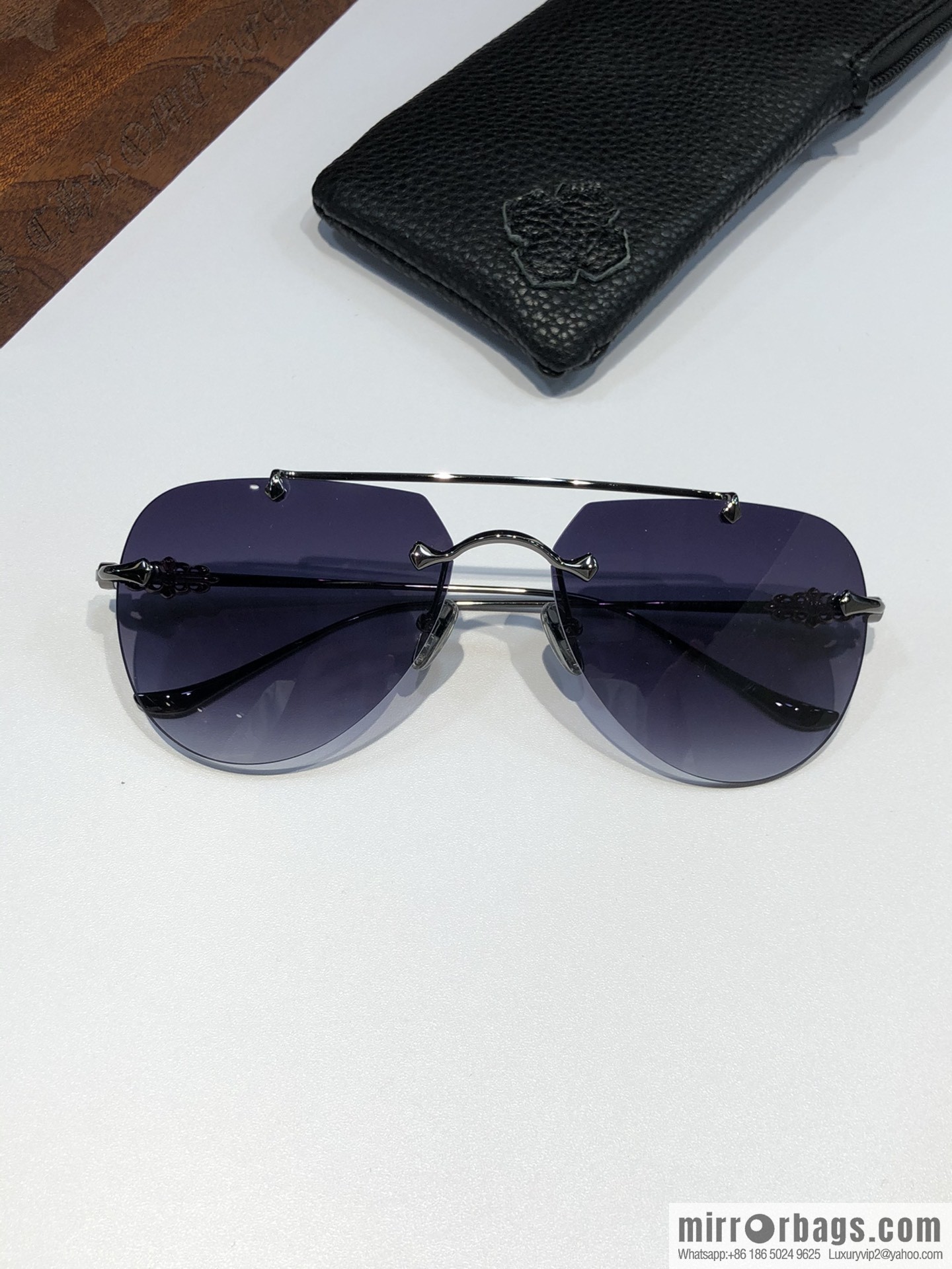 CHROME HEART Classic Double Beam Frameless Sunglasses