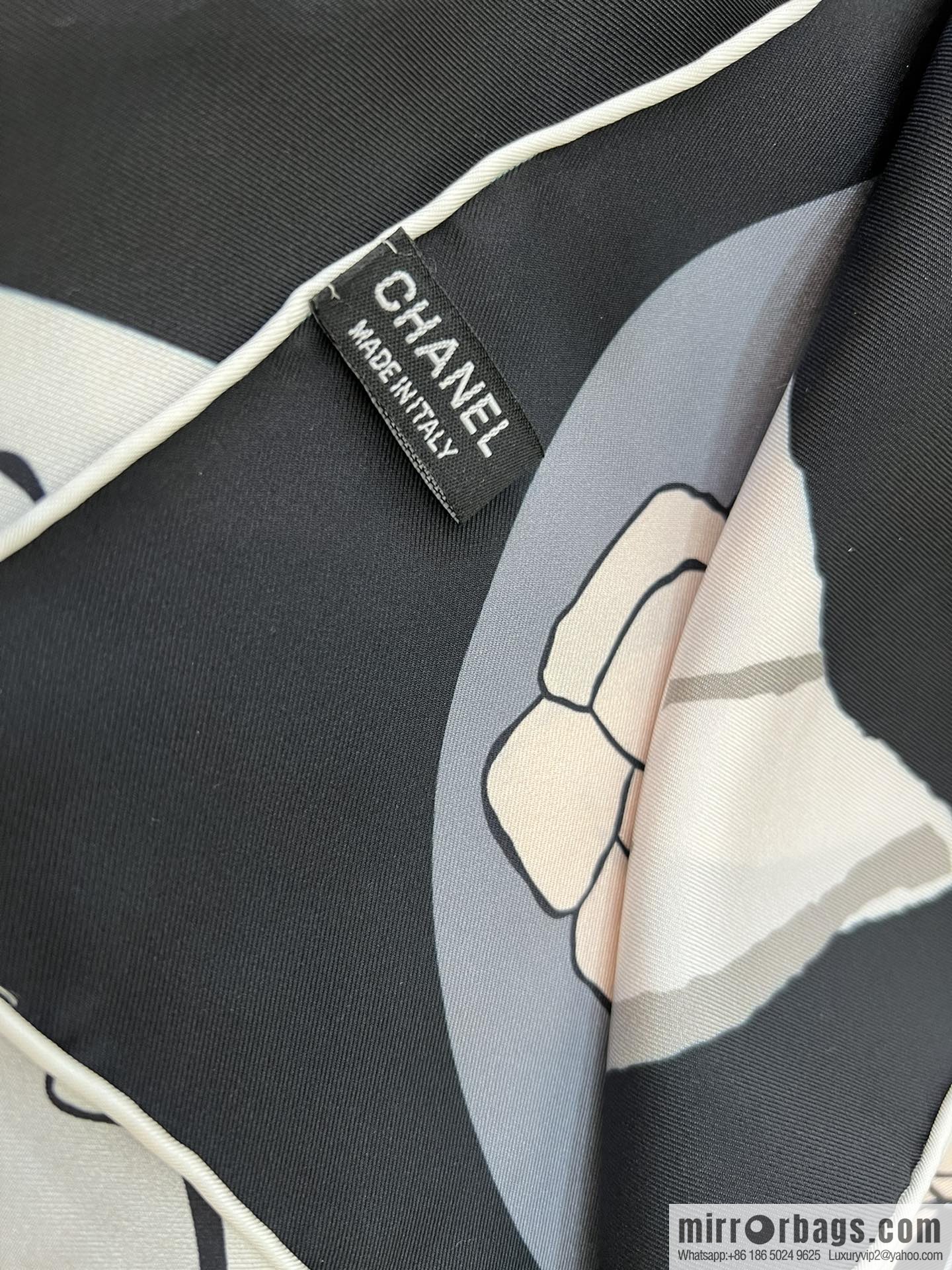 Chanel color matching camellia 100% silk scarf