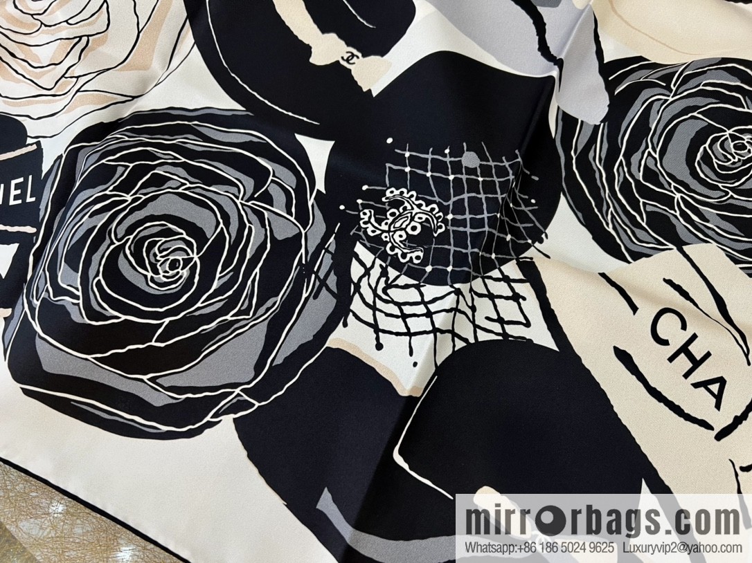 Chanel color matching camellia 100% silk scarf