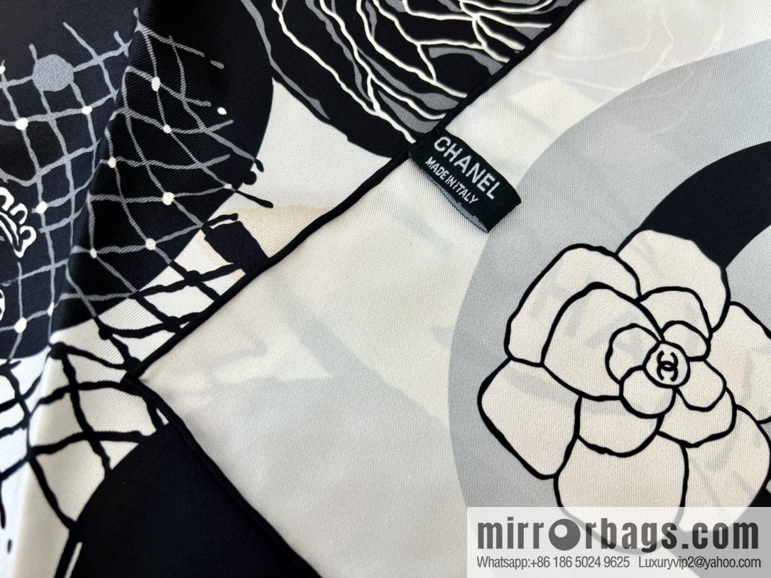 Chanel color matching camellia 100% silk scarf