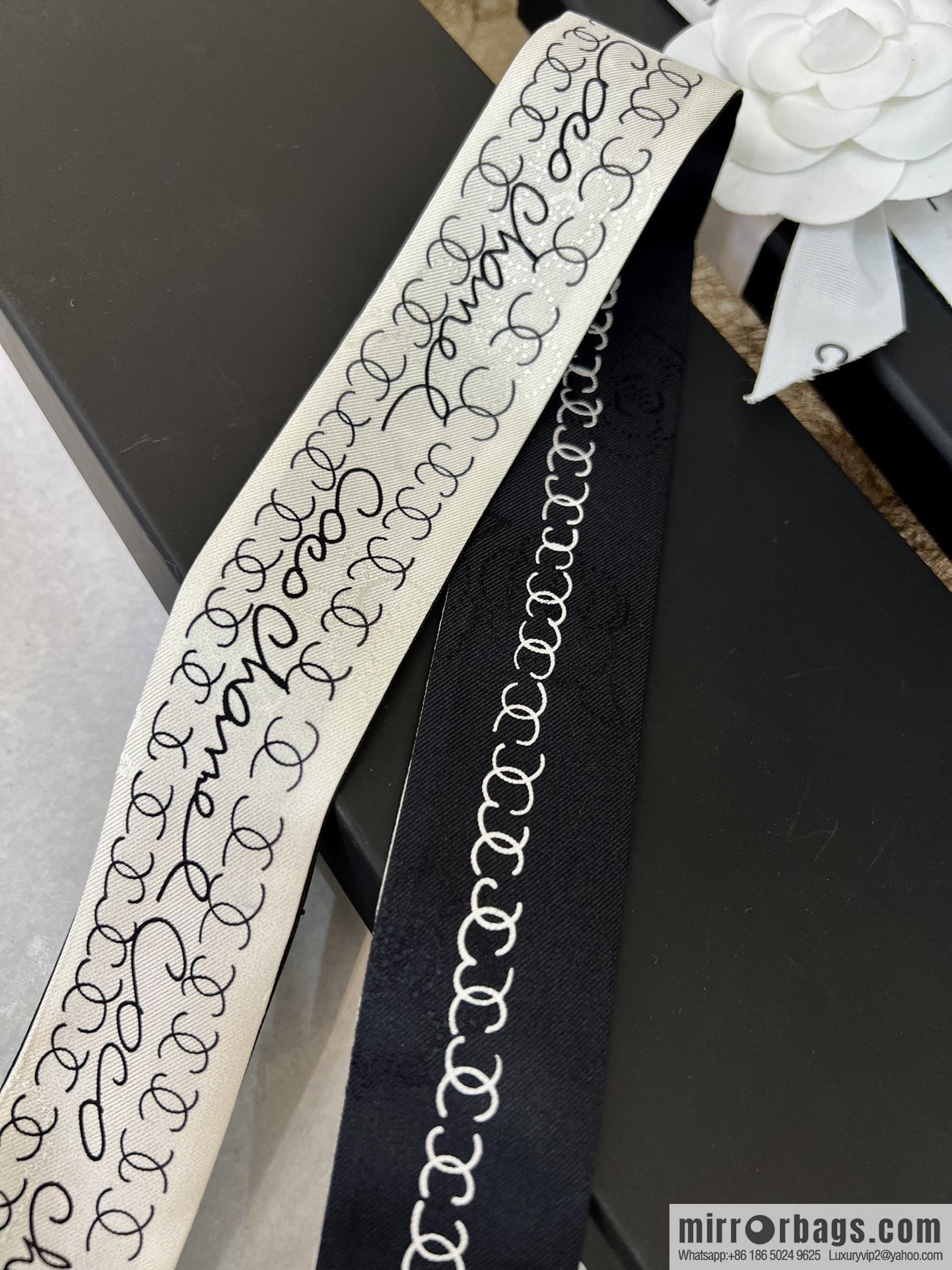 Chanel camellia jacquard fabric 100% silk headband