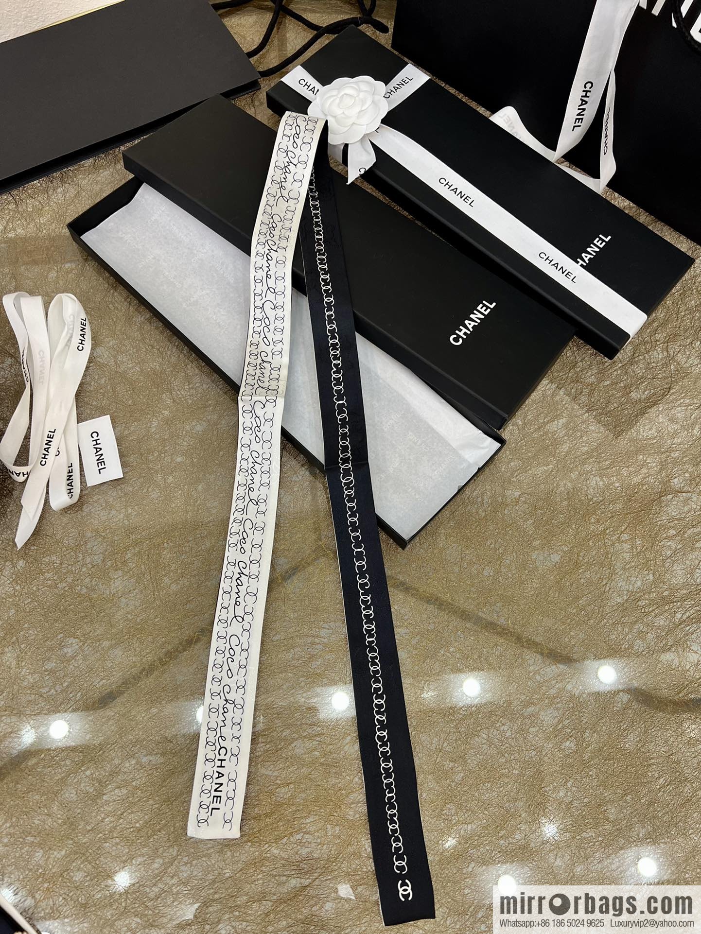 Chanel camellia jacquard fabric 100% silk headband