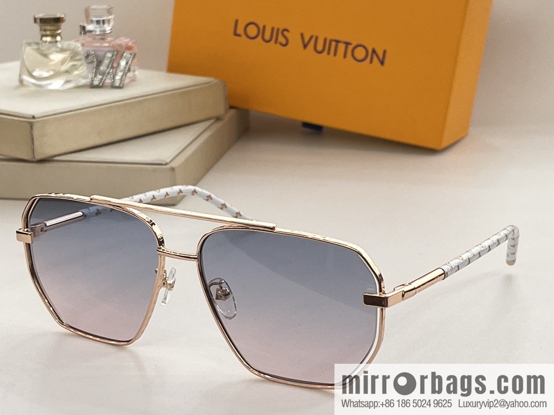 LV Louis Vuitton lambskin hemmed temple men's sunglasses