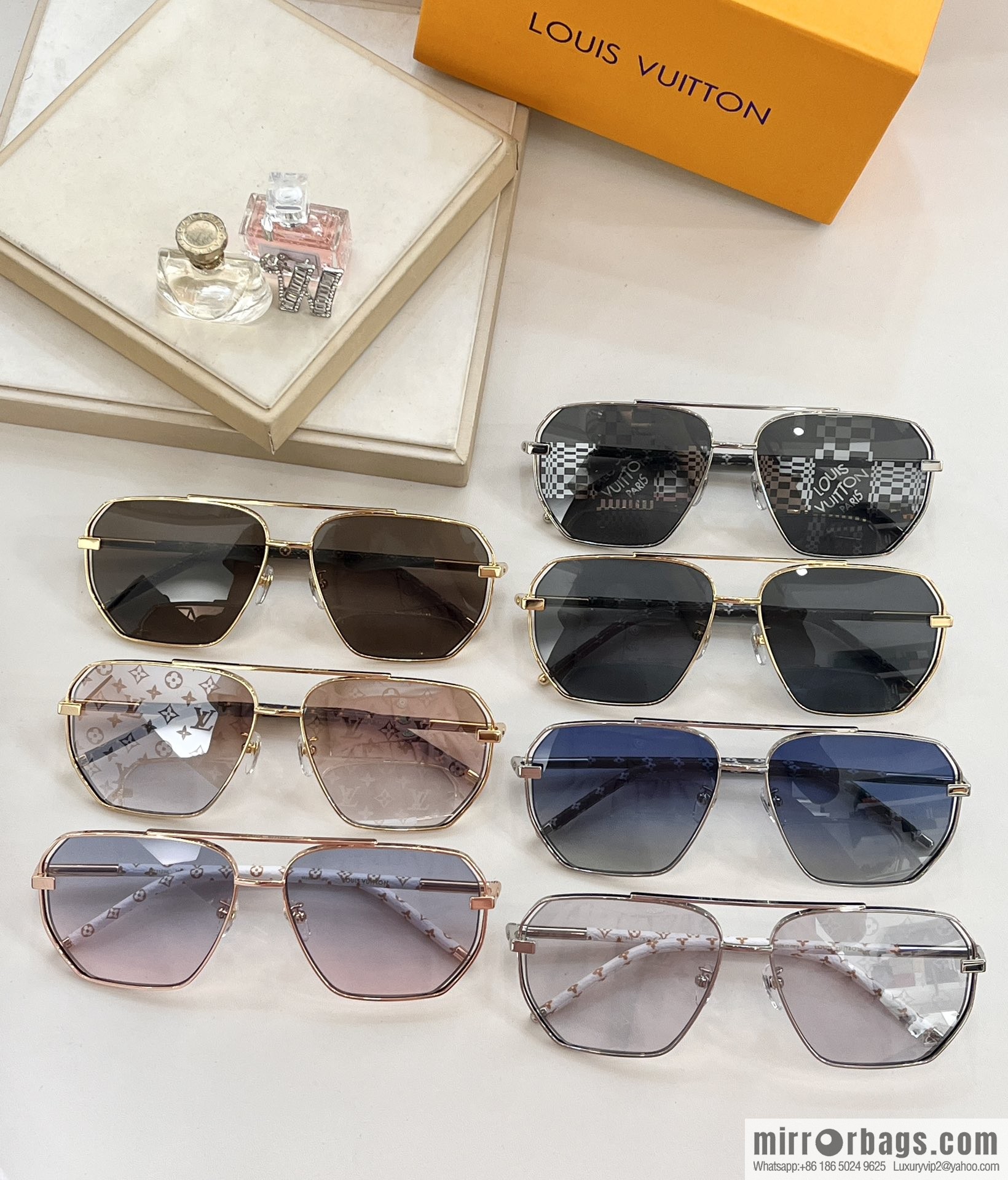 LV Louis Vuitton lambskin hemmed temple men's sunglasses