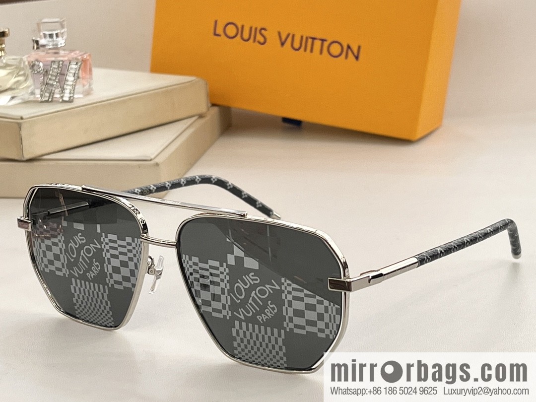 LV Louis Vuitton lambskin hemmed temple men's sunglasses
