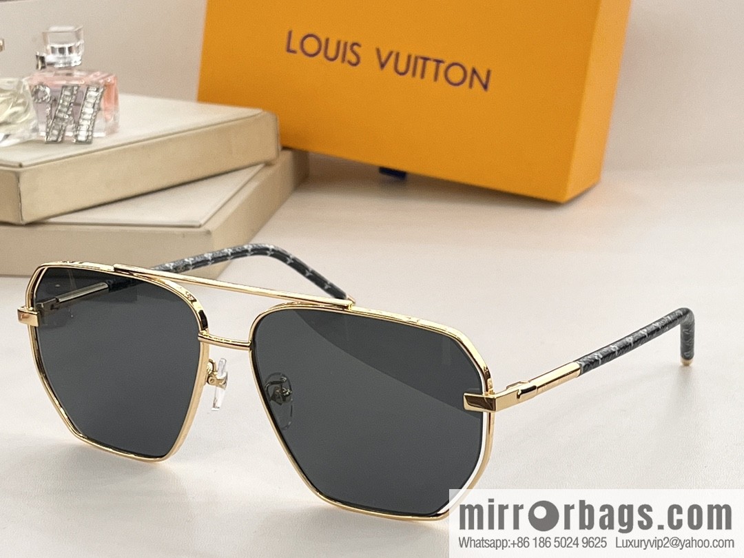 LV Louis Vuitton lambskin hemmed temple men's sunglasses