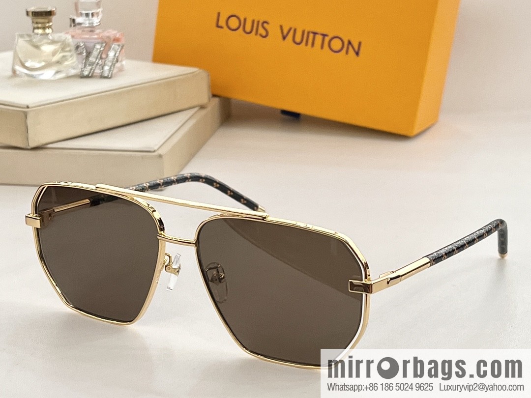 LV Louis Vuitton lambskin hemmed temple men's sunglasses