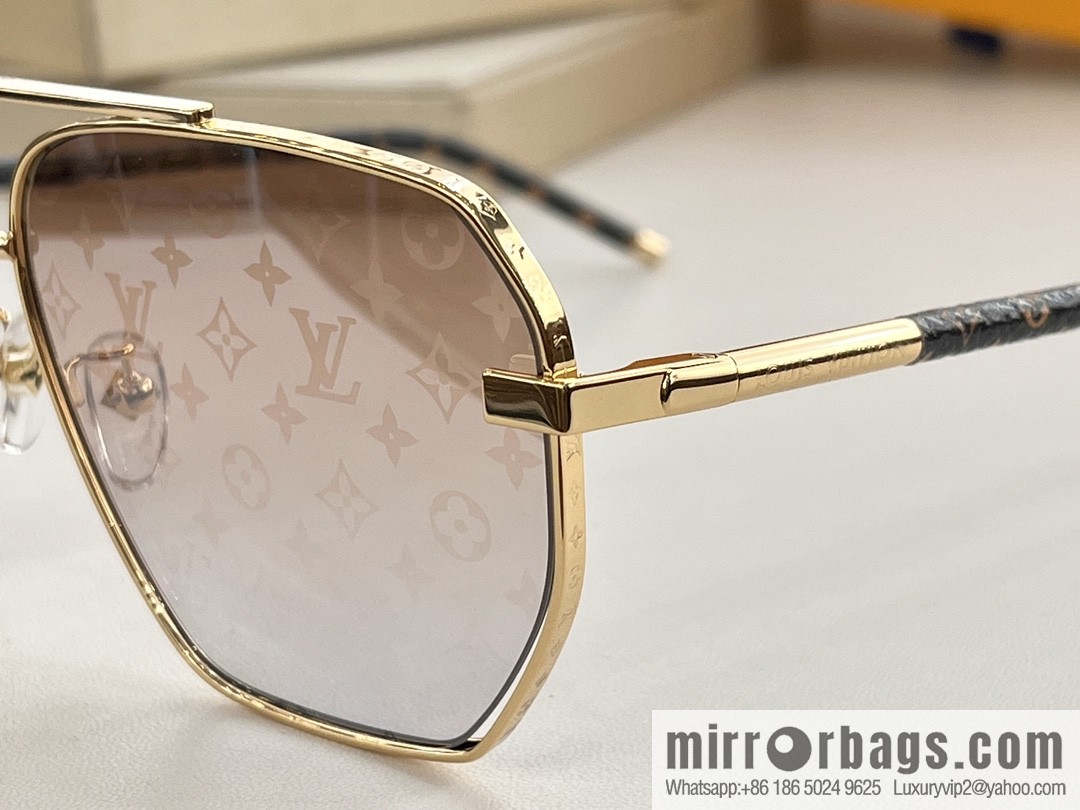 LV Louis Vuitton lambskin hemmed temple men's sunglasses